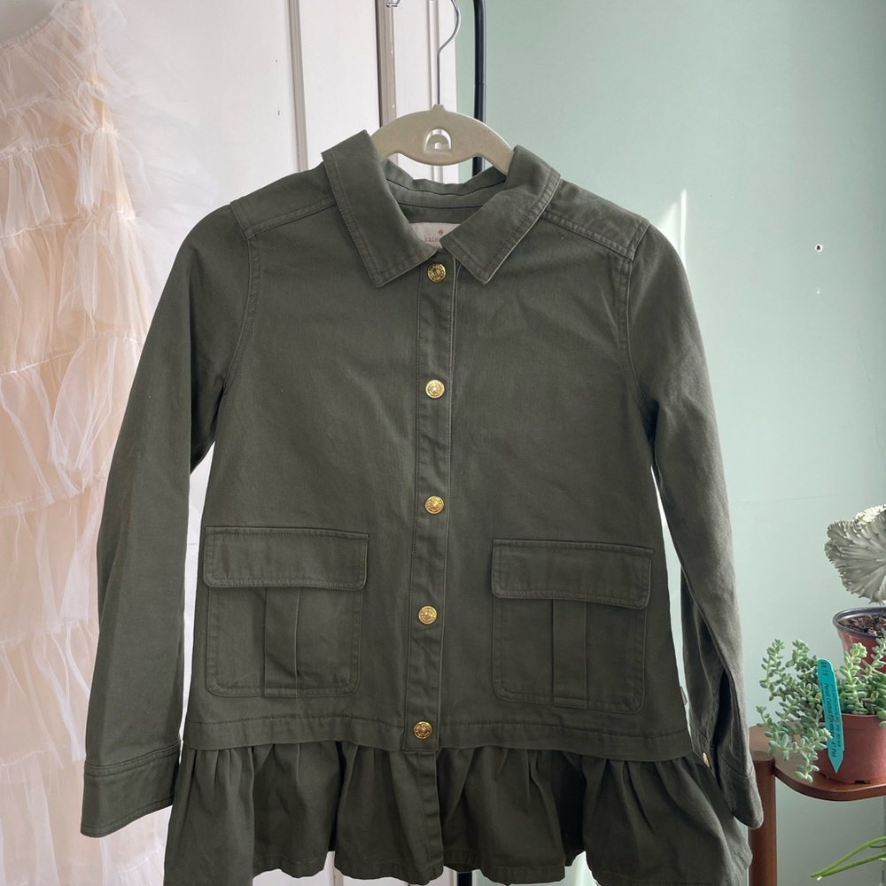 Kate Spade Olive Jean Jacket with Gold Buttons